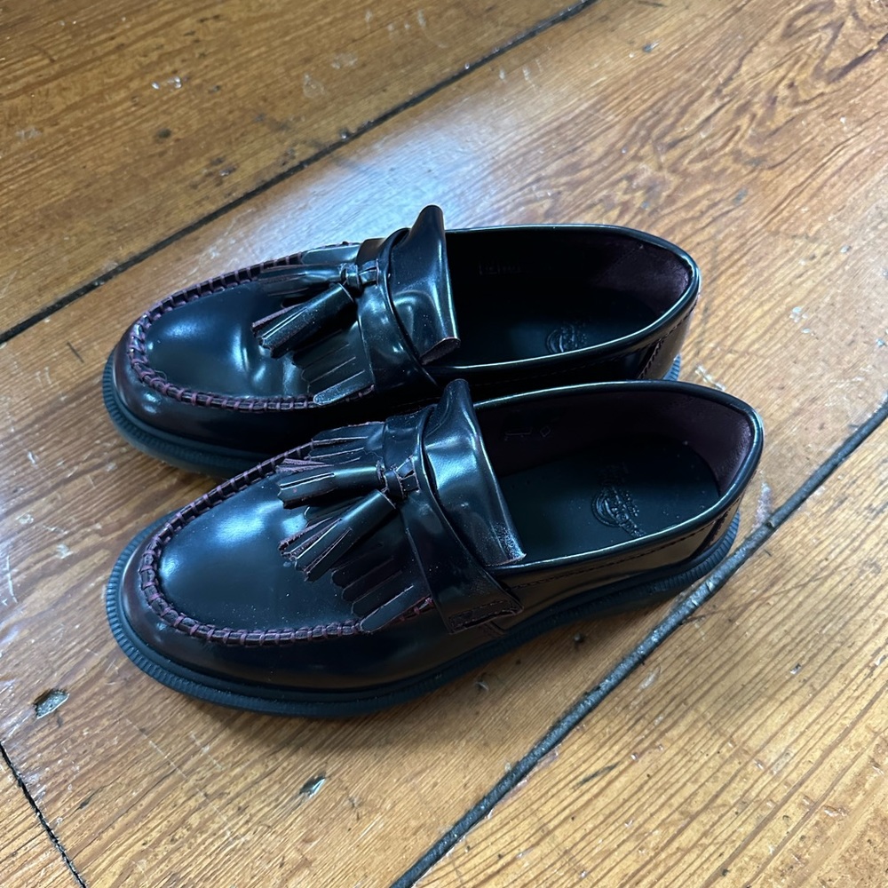 Dr. Martens Adrian Arcadia Tassel Loafers. Cherry Red. Worn once. Size 5M.